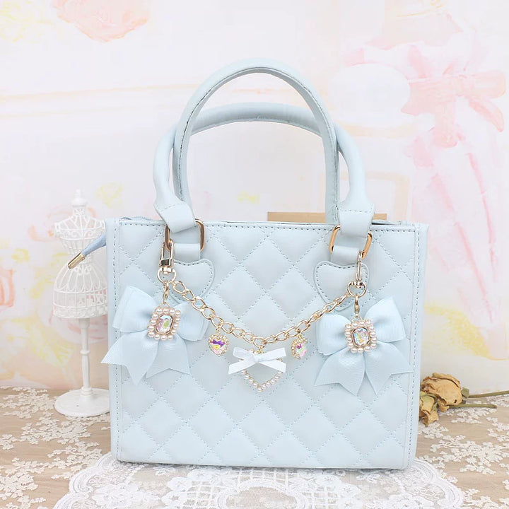 Ryousangata Bag Chain & Bow Charm, Heart-Shaped Rhinestone 45075:839487