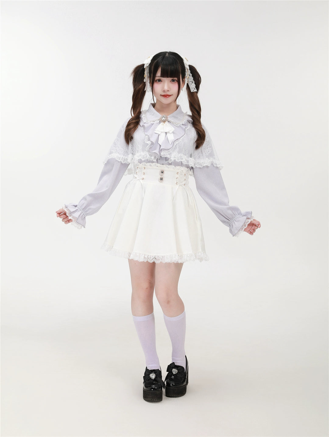 Patterned Ryousangata Suspender Skirt with Hidden Pockets (L M S XS) 42892:757584