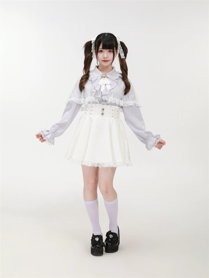 Patterned Ryousangata Suspender Skirt with Hidden Pockets (L M S XS) 42892:757584