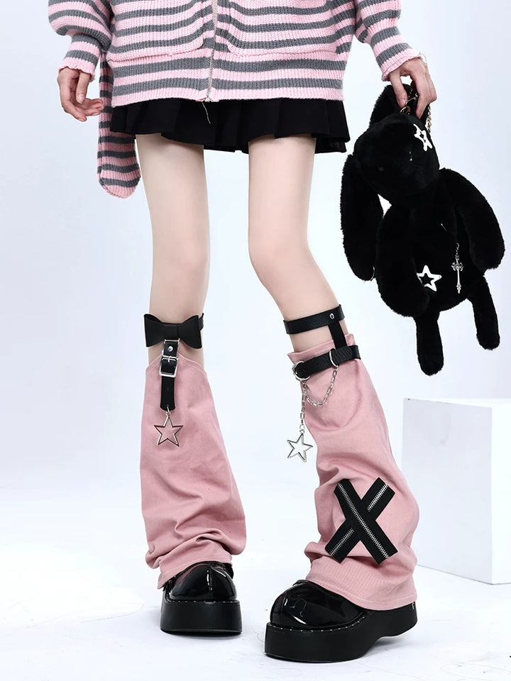Punk Star-Chain Leg Warmers, Adjustable Garter Straps 45200:840184