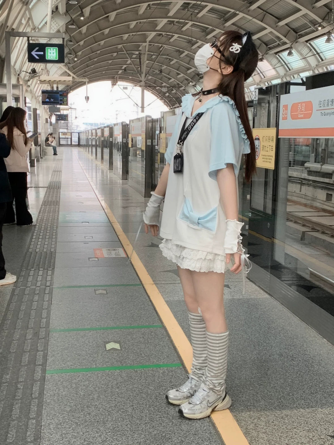 Tenshi Kaiwai Sailor Collar T-Shirt, Elephant Print 45469:850016