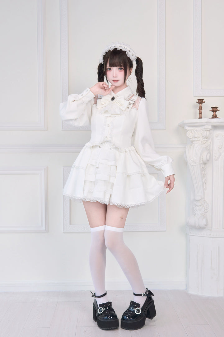 Light Gothic Blouse, Long Tiered Hem, Back Shirring 43588:780748