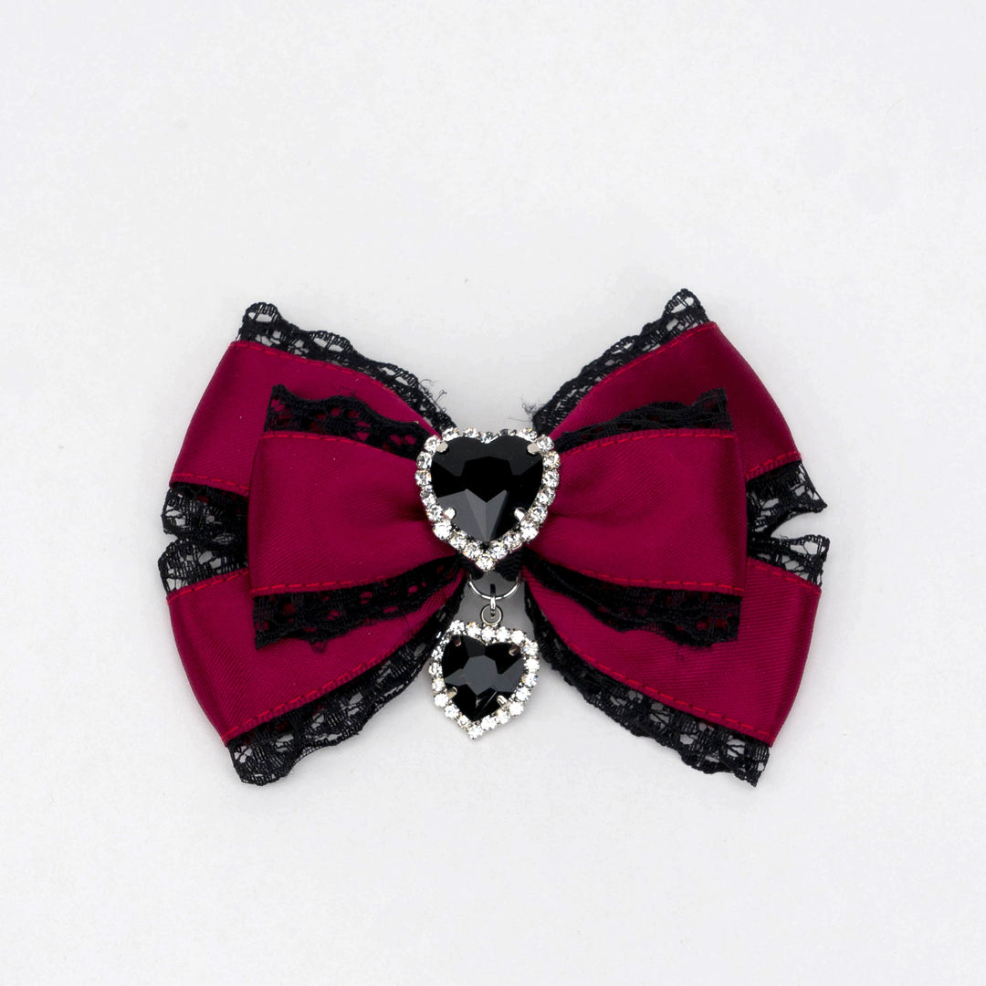 13-Color Jirai Kei Subculture Lace Rhinestone Bow Hair Clip 21590:310922