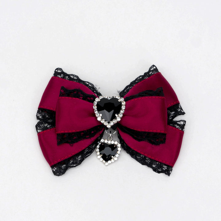 13-Color Jirai Kei Subculture Lace Rhinestone Bow Hair Clip 21590:310922 21590:310922