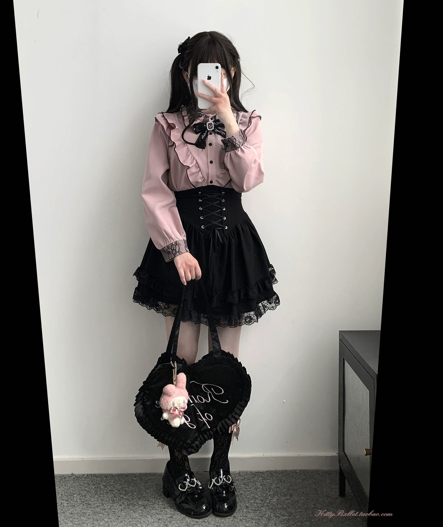 Jirai Kei Skirt High Waist Skirt Lace Up Skirt 36776:540198