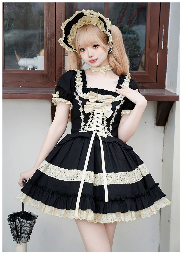 Classic Lolita Dress Black OP Versatile Detachable 6-Piece Set 37256:556496