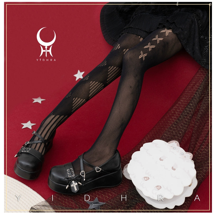 Lolita Black White Stocking Halloween Gothic Mesh Stockings 32136:381860 32136:381860