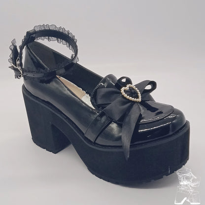 Jirai Kei Shoes High Heel Platform Shoes Lace Bow Shoes (33 34 35 36 37 38 39 40 41 42 43 44 45 46) 37632:566714