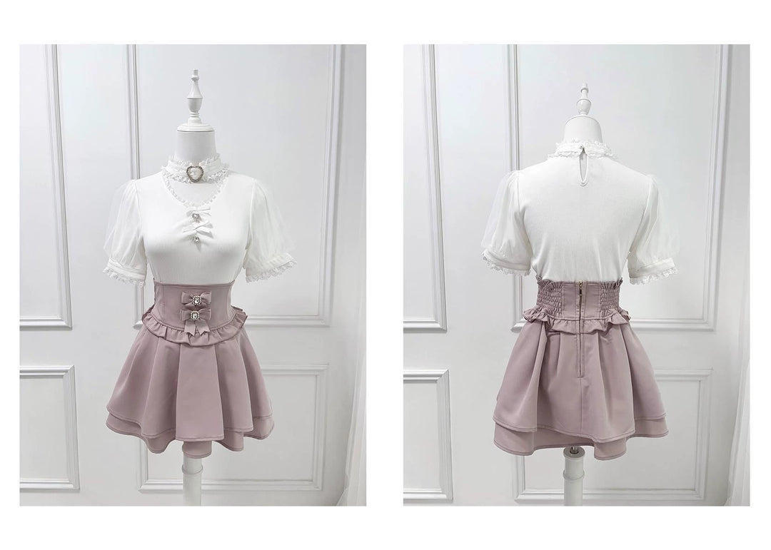 Summer Jirai Kei V-Neck Lace Choker Blouse 43587:780442
