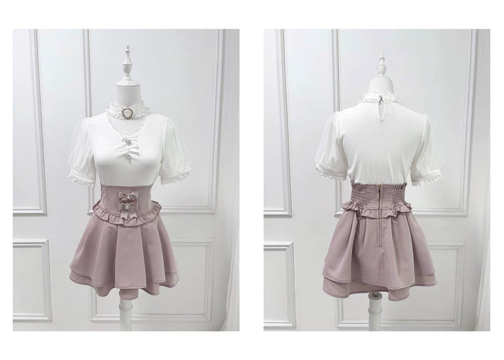 Summer Jirai Kei V-Neck Lace Choker Blouse 43587:780442