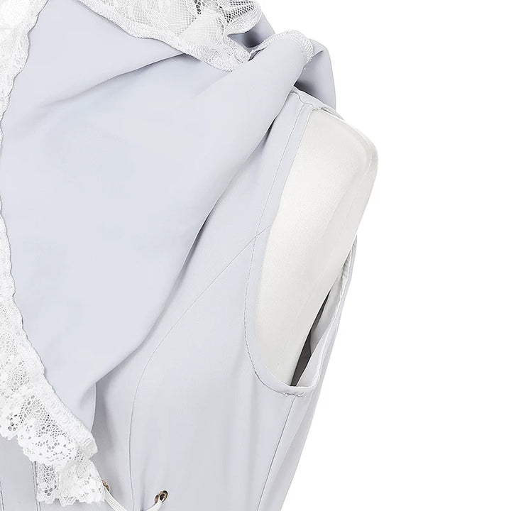 Ryousangata Cape Layered Dress, White & Blue 45573:853432