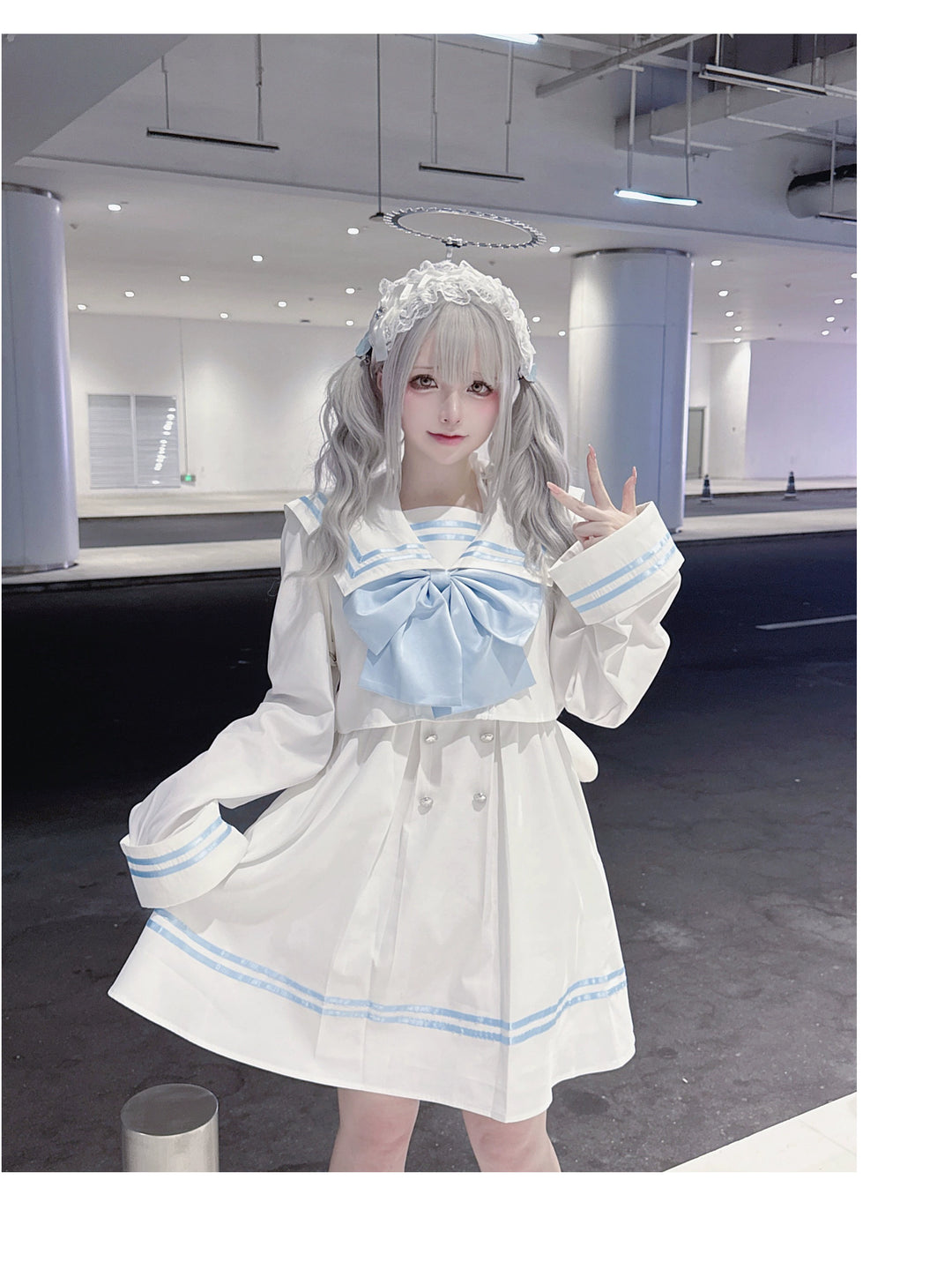 Sailor Collar JK Uniform Dress, Flared Sleeves 43871:787951