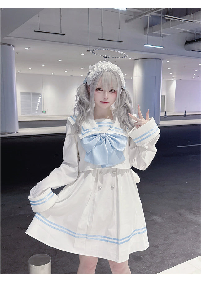 Sailor Collar JK Uniform Dress, Flared Sleeves 43871:787951