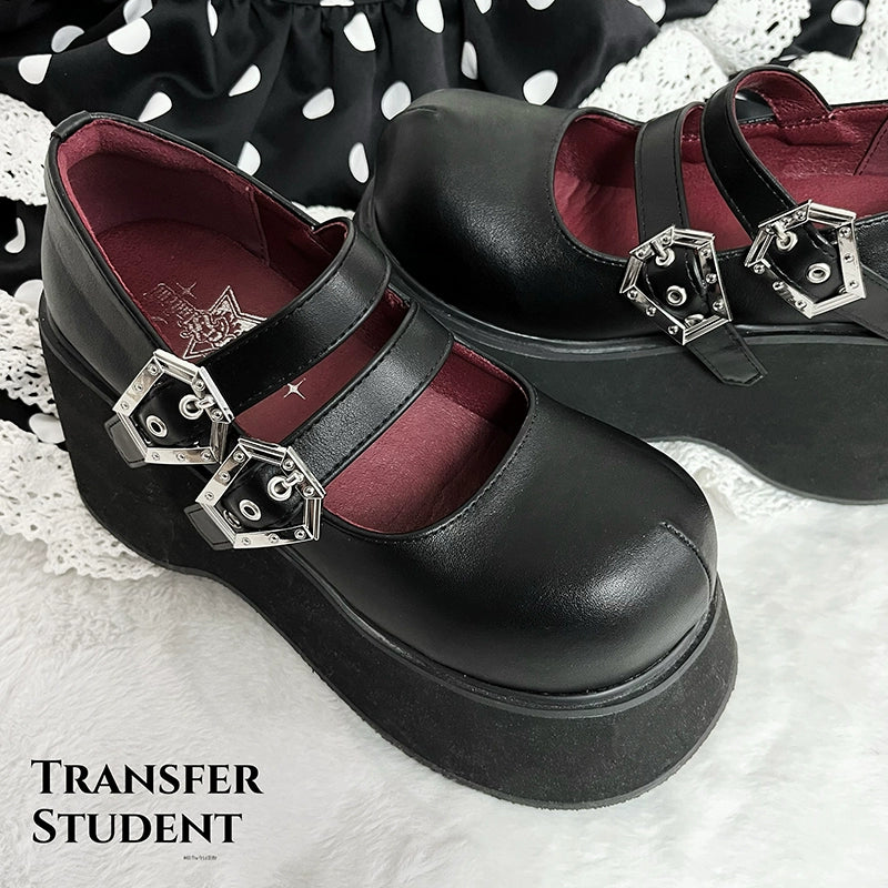 Black Red Platform Shoes Mary Jane Shoes 29728:367852 29728:367852