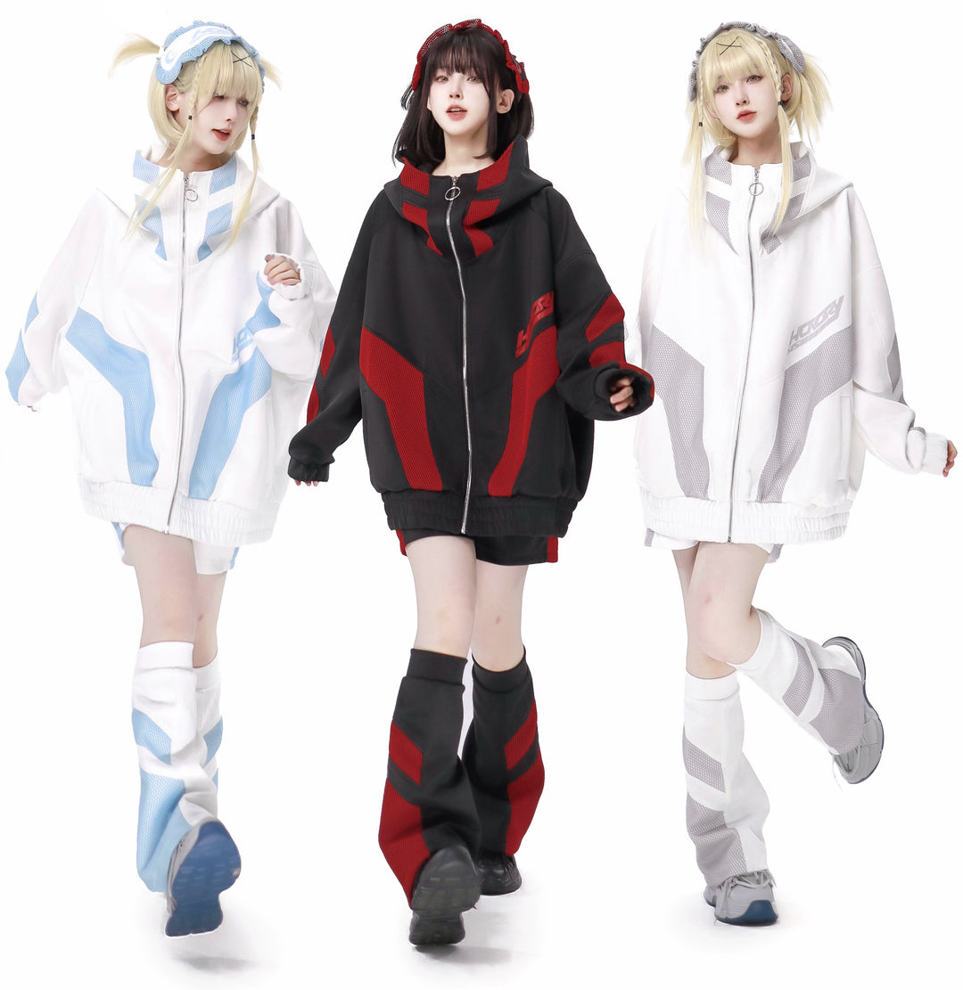 Plus Size Tenshi Kaiwai Sportswear Coat Set 34494:466728