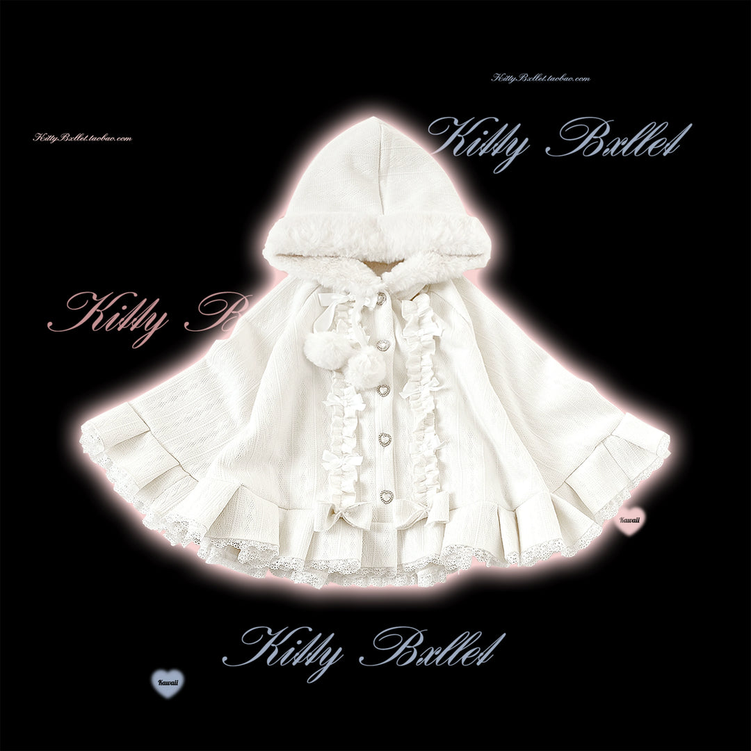 Sweet Style Winter Hooded Cape, Heart Rhinestone 42542:744626