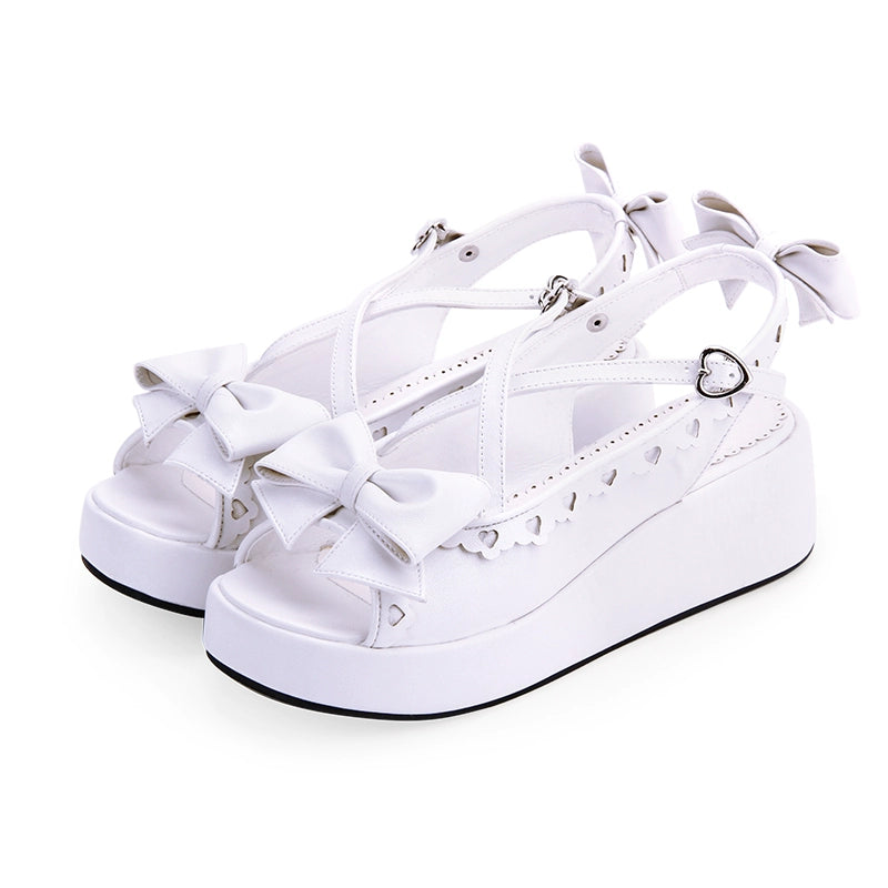 Lolita Shoes Round Toe Open Toe Lace Platform Sandals (33 34 35 36 37 38 39 40 41 42 43 44 45 46 47 / White) 37450:561624