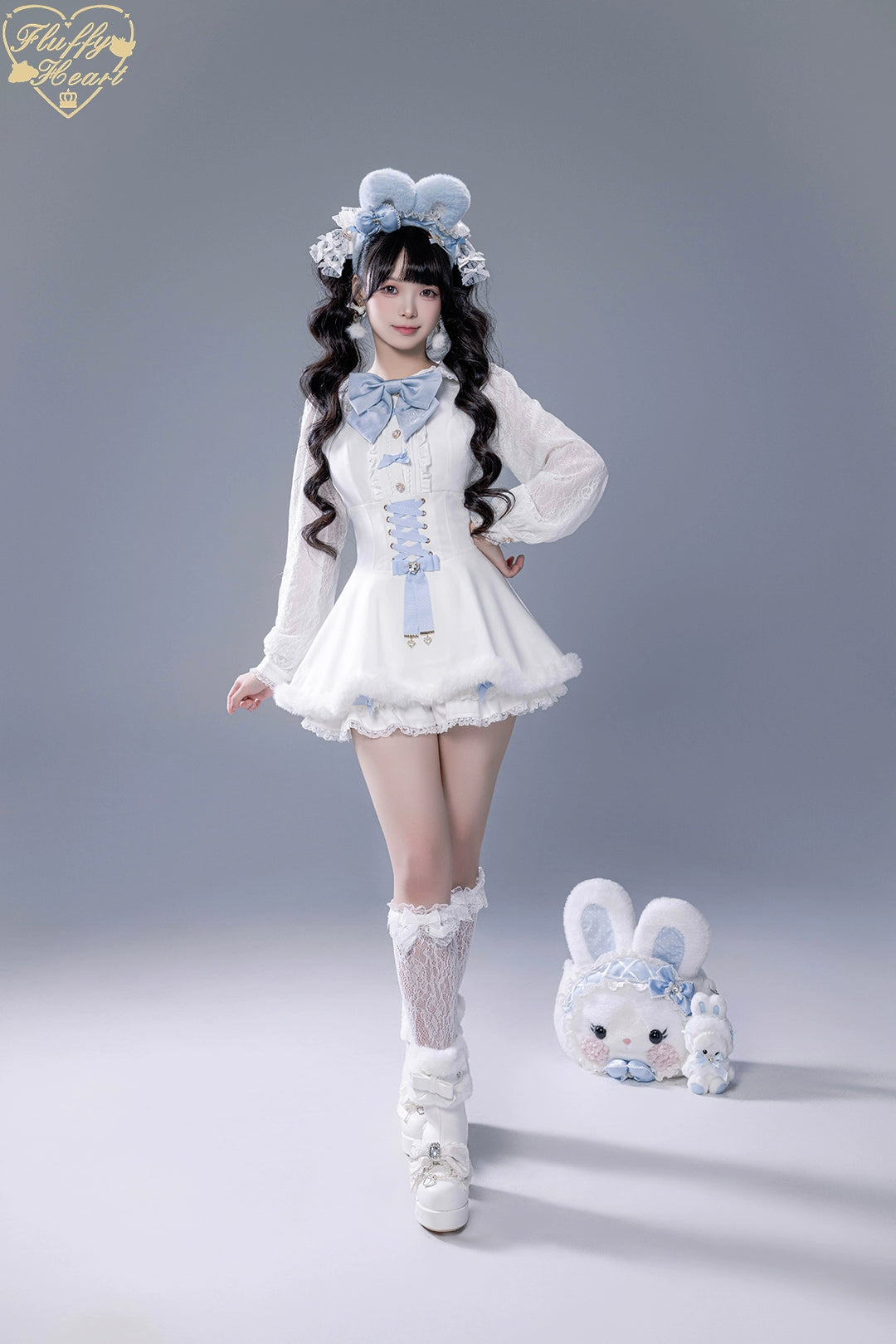 IP Collab Jirai Kei Dress Set, Detachable Fluffy Cape 44146:798041