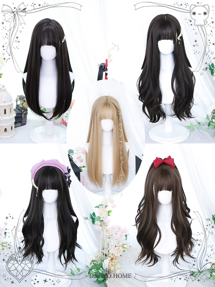 Lolita Wig Long Curly Hair And Straight Bang Multicolors 35930:507076 35930:507076