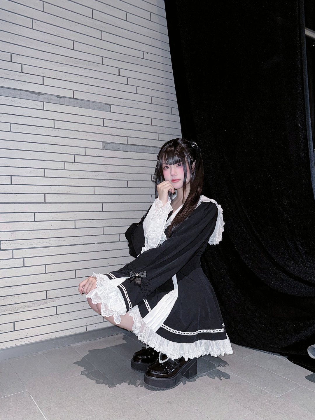 Jirai Kei Hime Sleeves Dress, Pocketed Shorts 44215:808510