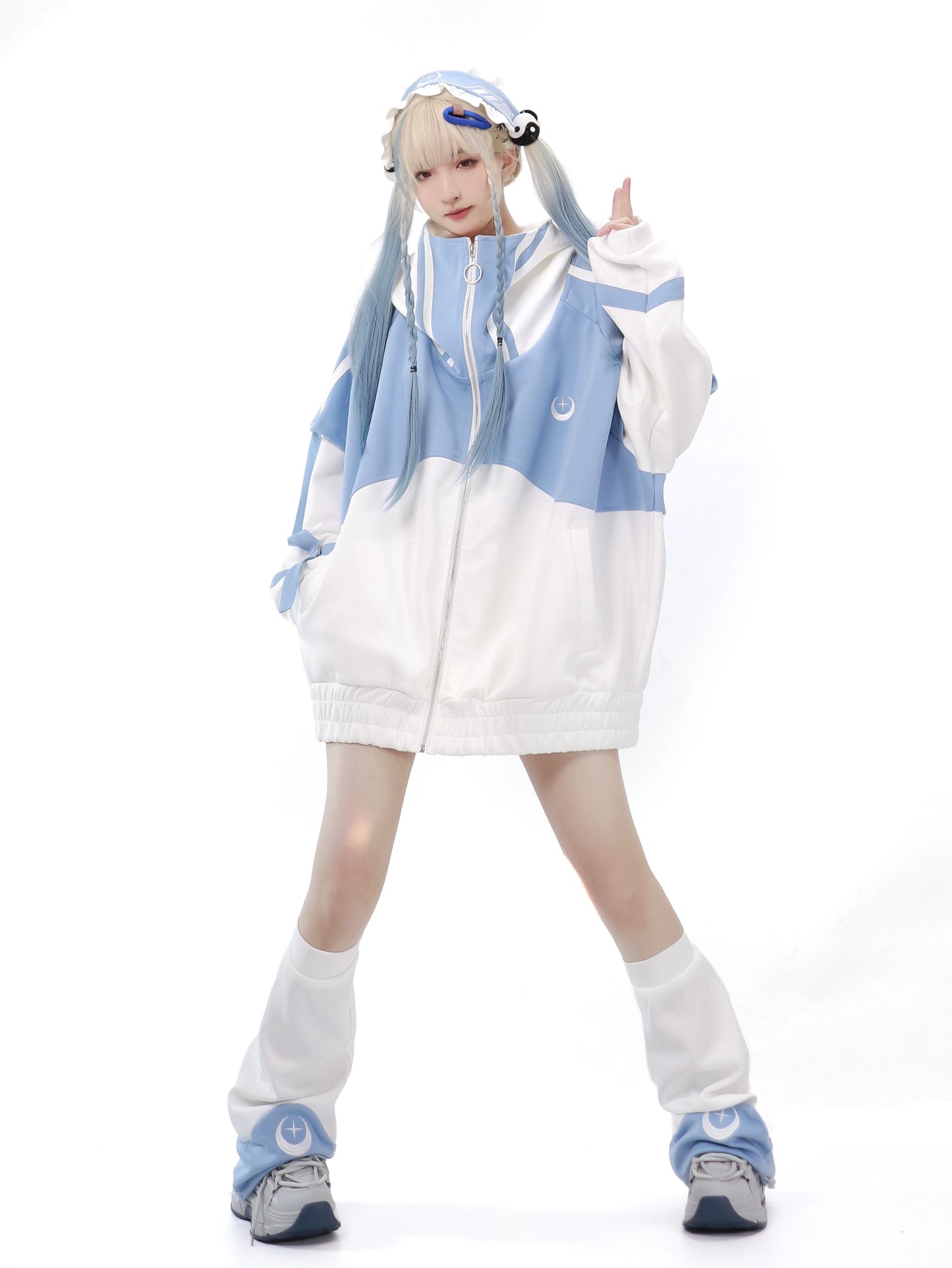 Star and Moon Embroidery Jirai Kei Jacket Arm Warmers Leg Warmers Shorts Headband