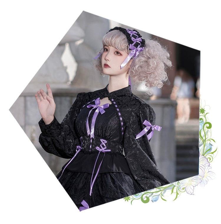 Classic Lolita Dress Long Sleeve Dress Black White Lolita Dress 32086:381892 32086:381892