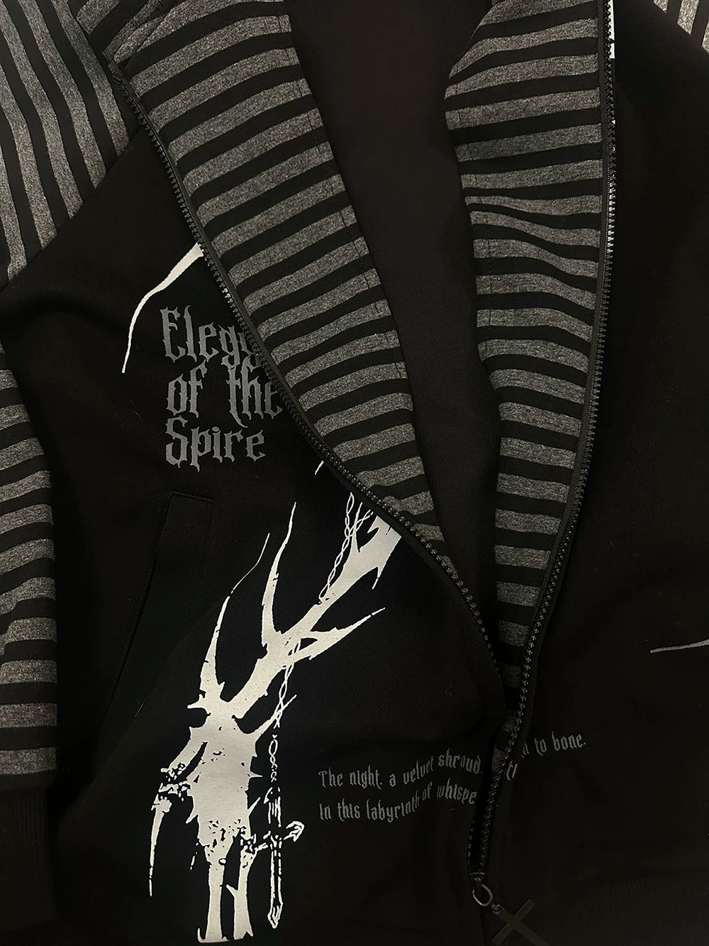 Subculture Hooded Scythe Print Coat, Side Pocket 45269:844126