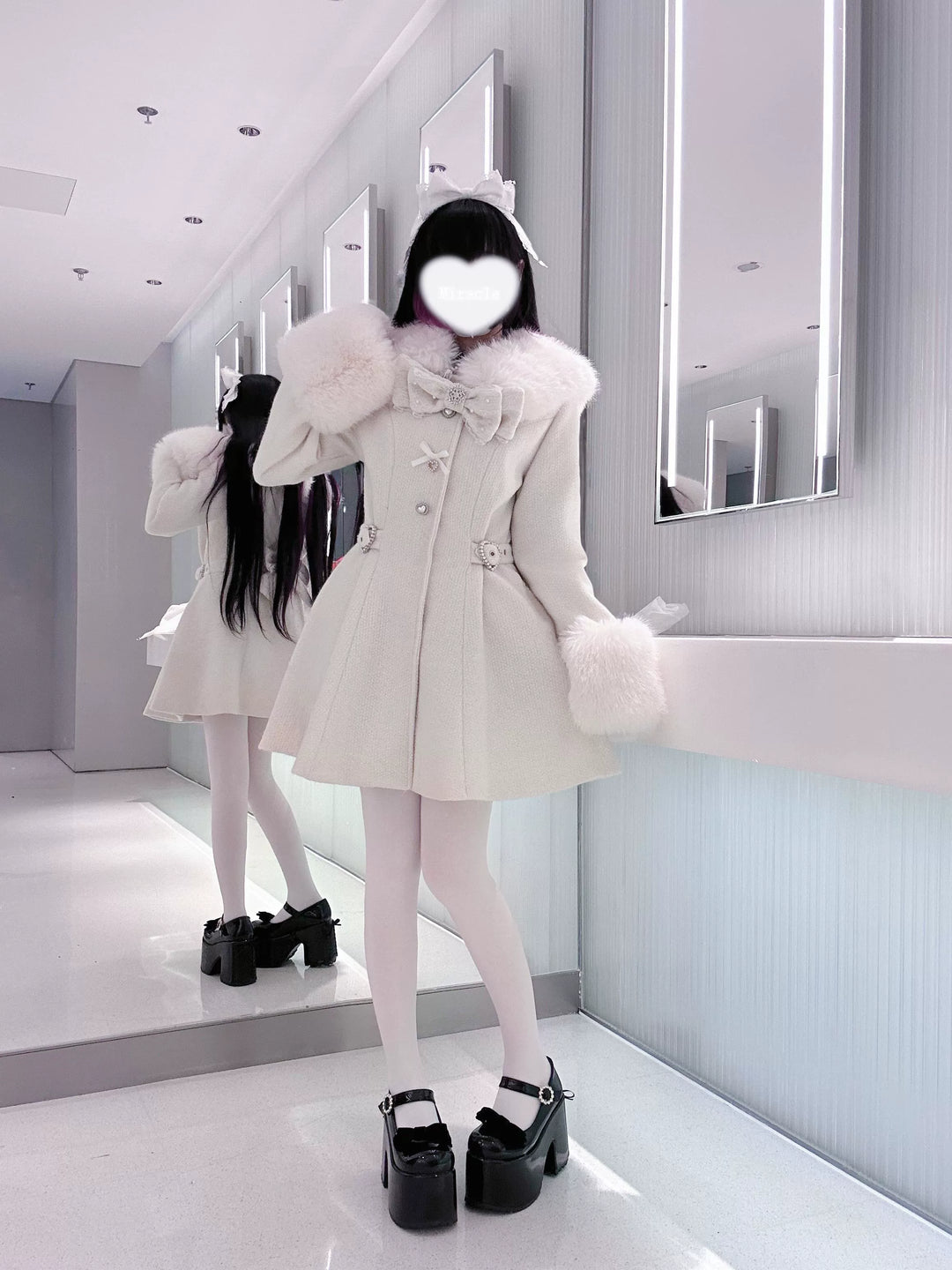 Ryousangata Winter Coat, Detachable Faux Fur Trim 43939:792422