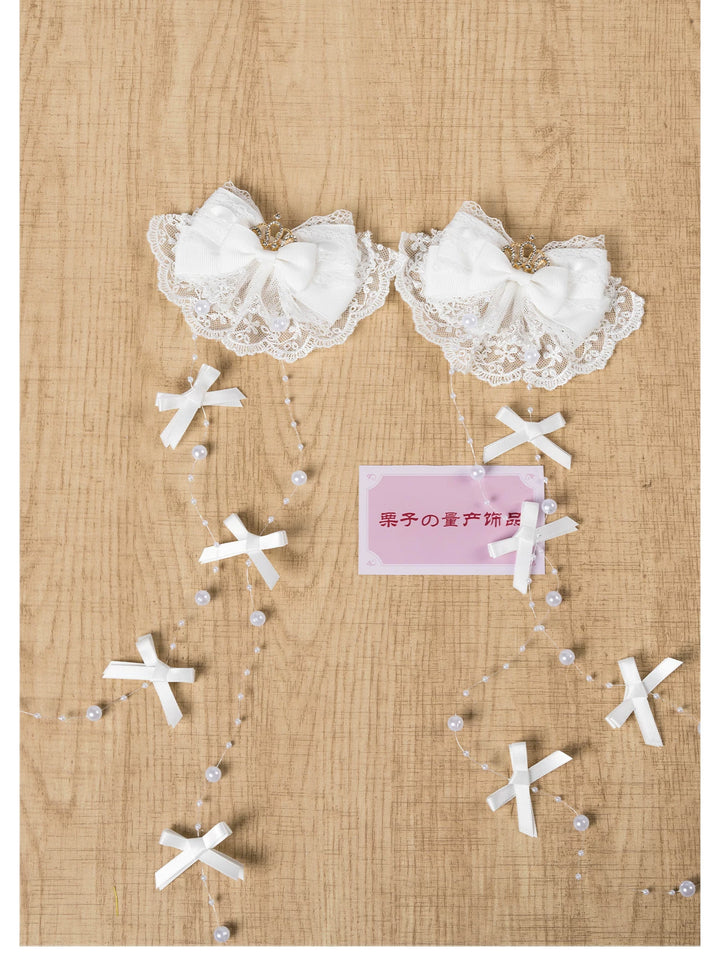 Jirai Kei Artificial Pearl Hair Clip, Rhinestone Crown 45108:837316