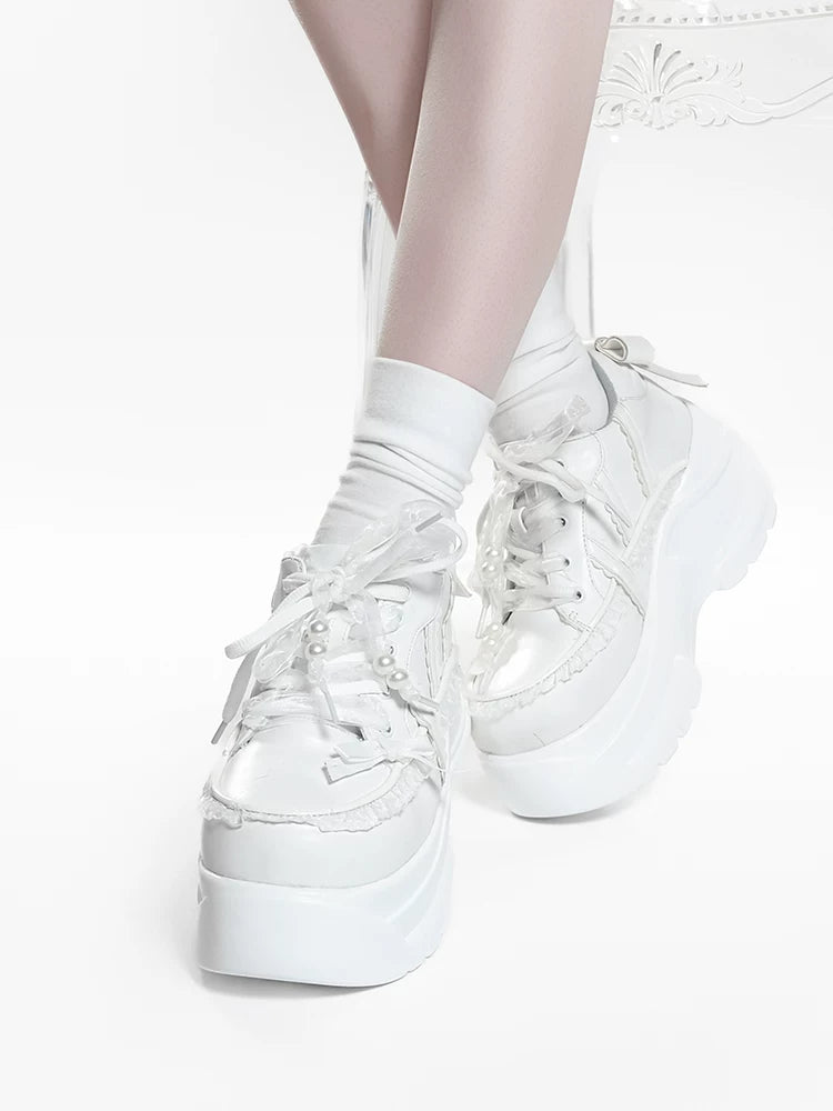 Jirai Kei High Platform Shoes, Lace Details 45748:861605