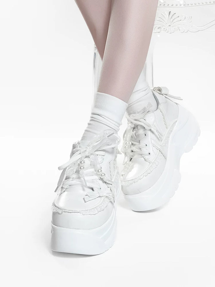 Jirai Kei High Platform Shoes, Lace Details 45748:861605