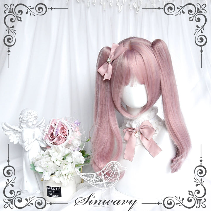 Lolita Wig Pink Claw Clip Double Ponytail Wig Set 39348:635650