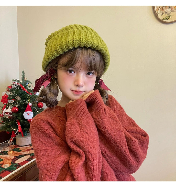 Warm Knitted Hat Thick Woolen Cap Winter Cold Hat 39338:620458