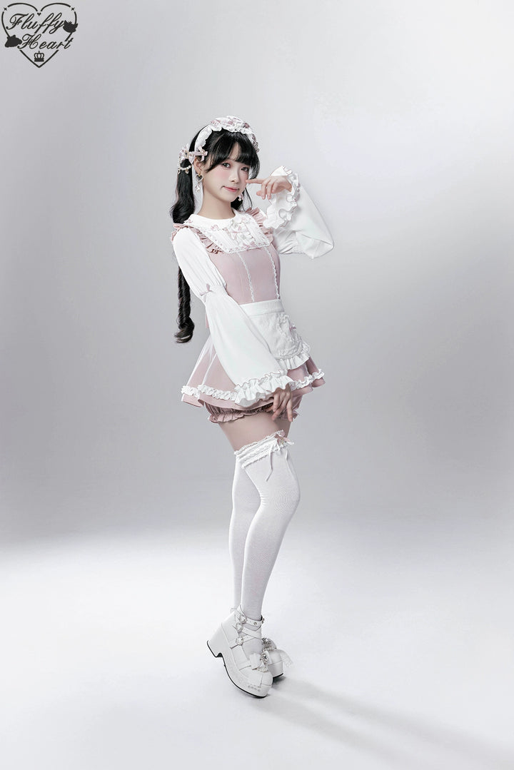 【Fluffy Heart】橱窗人偶日系女仆感可拆卸围裙萌系套装 现货 44119:796765