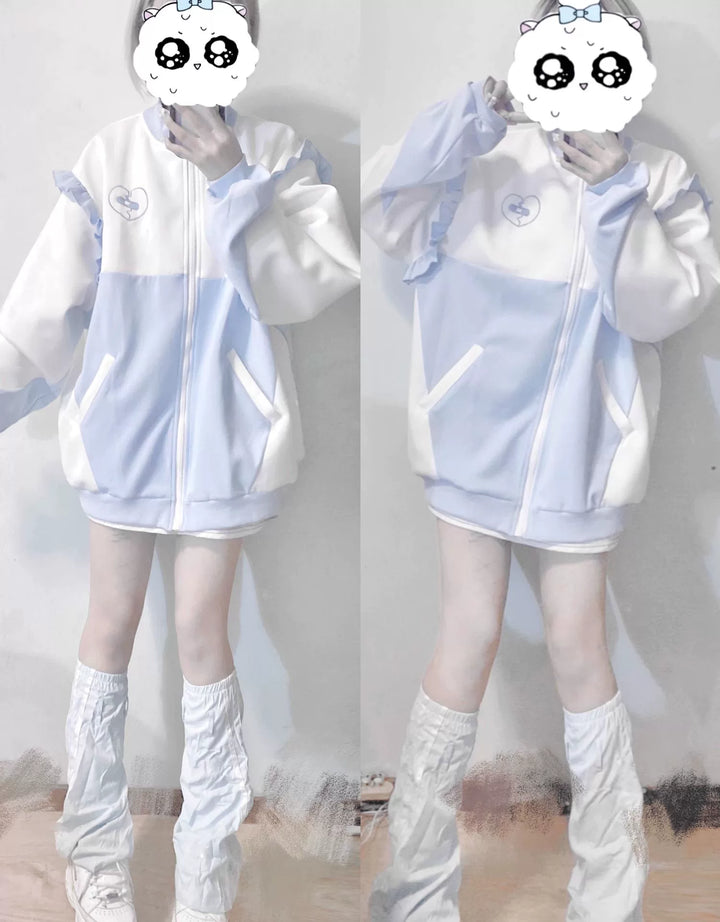 Water Blue Tenshi Kaiwai Jacket With Heart-Shaped Embroidery 43033:762464