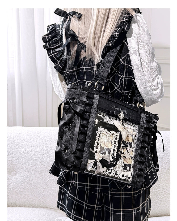 Large-Capacity Ita Bag, Clear Window Front + Rhinestones 43231:779313