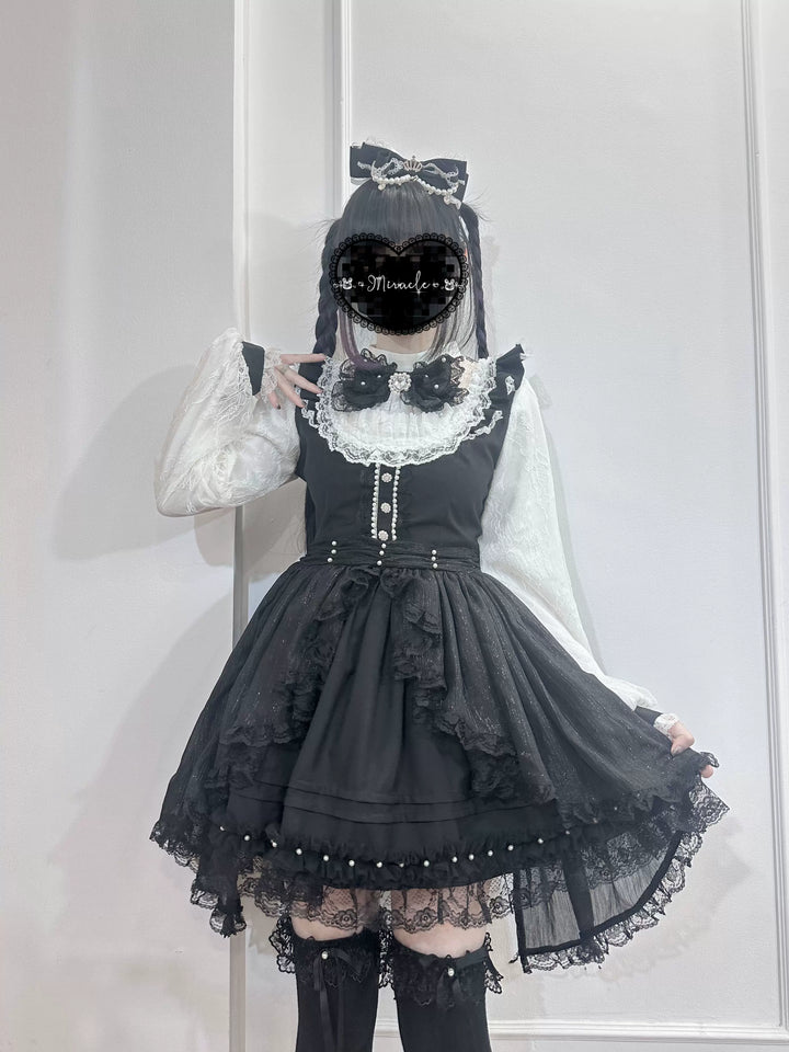 Faux 2-Piece Jirai Kei Dress, Detachable Overlay 44764:821949