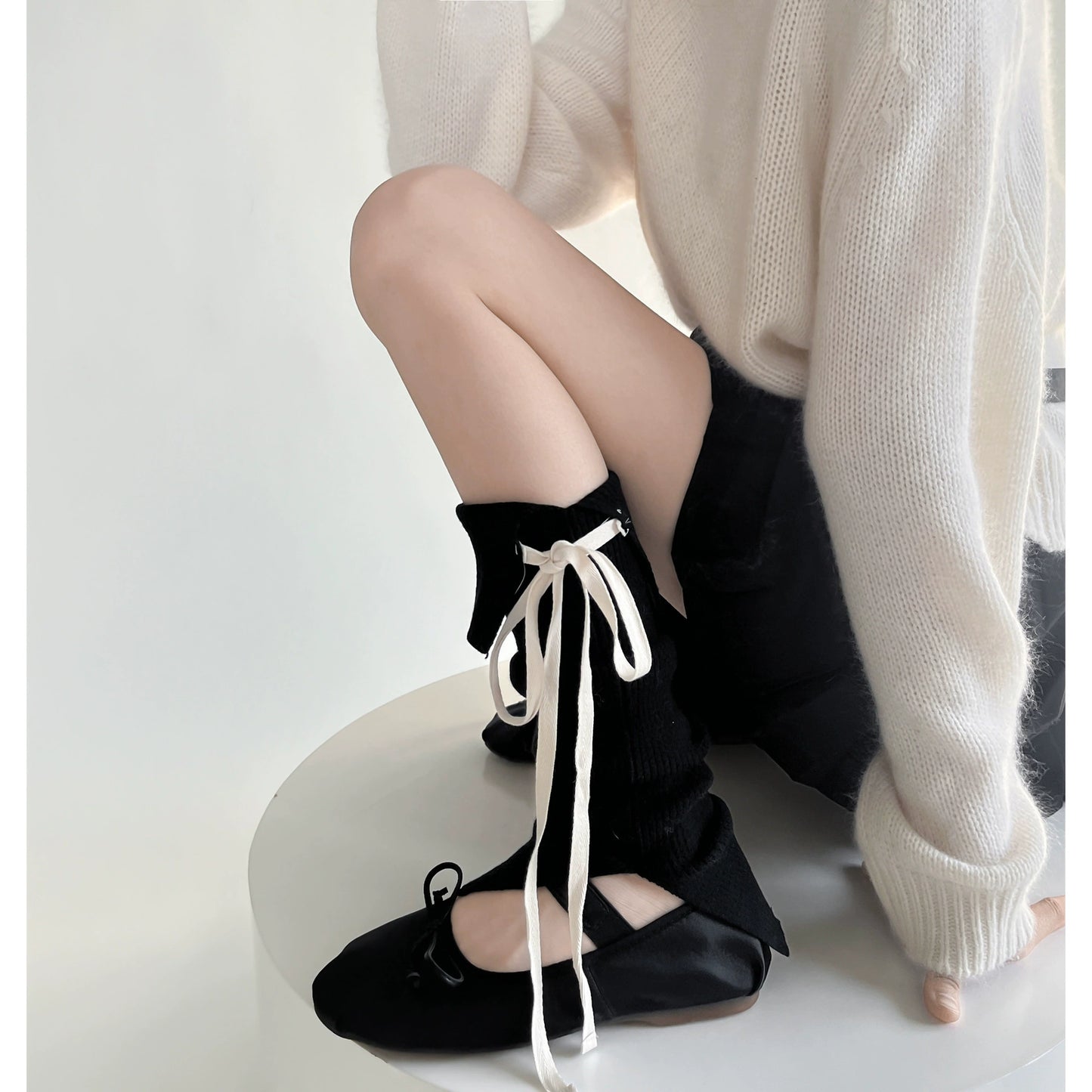 Kawaii Leg Sleeves Sweet Knitted Leg Covers Socks (Black / F) 36530:535914