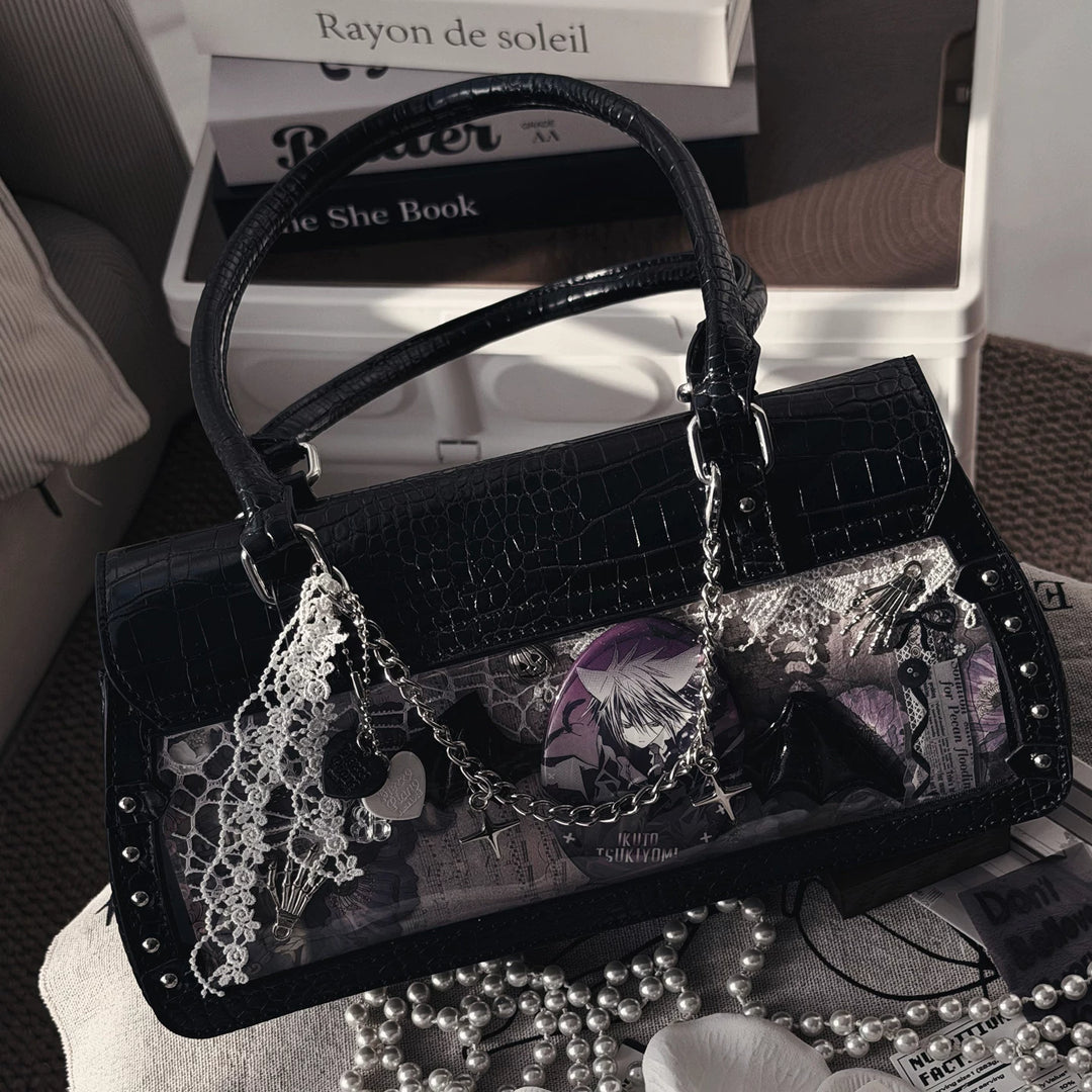 Bat-Inspired Itabag, Croc Texture & Clear Display Window 44930:829025