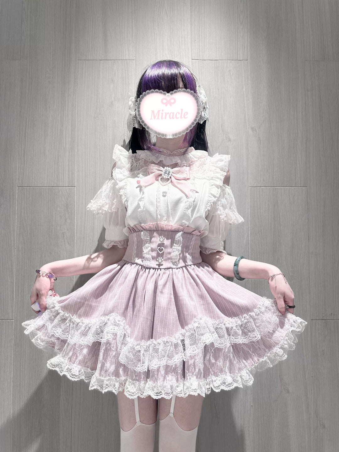 Jirai Kei Open-Shoulder Blouse with Ruffles 45647:857163