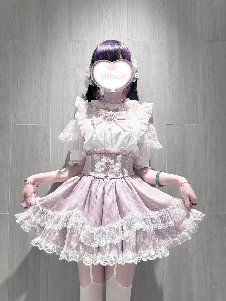 Jirai Kei Open-Shoulder Blouse with Ruffles 45647:857163