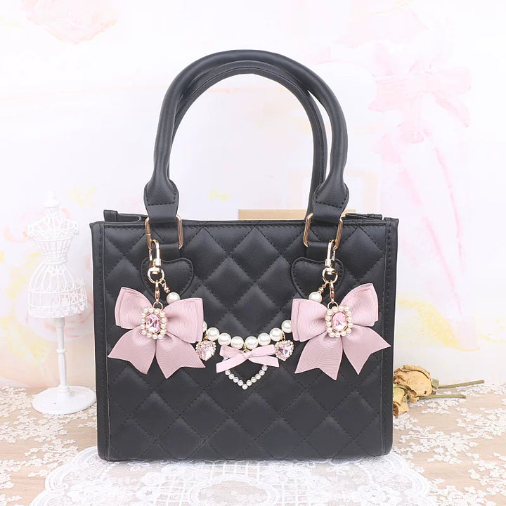 Ryousangata Bag Chain & Bow Charm, Heart-Shaped Rhinestone 45075:839442