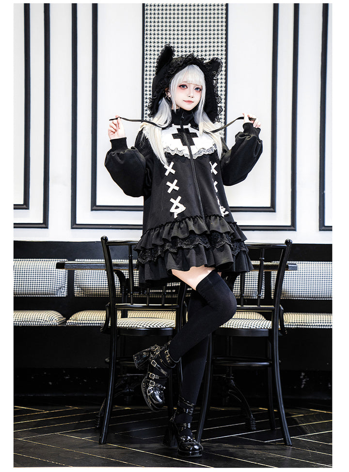 Jirai Kei Hoodie Jacket with Detachable Animal Ears & Doll Bag 42491:741964