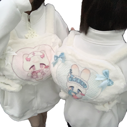 Jirai Kei Backpack White Heart Shape Double Sided Printed Bag 32932:436048