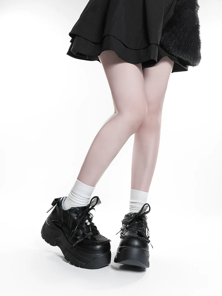 Jirai Kei High Platform Shoes, Lace Details 45748:861612