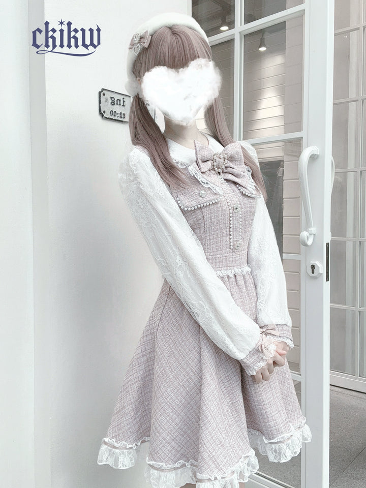Ryousangata One-Piece Dress, Lace and Tweed 44015:792782