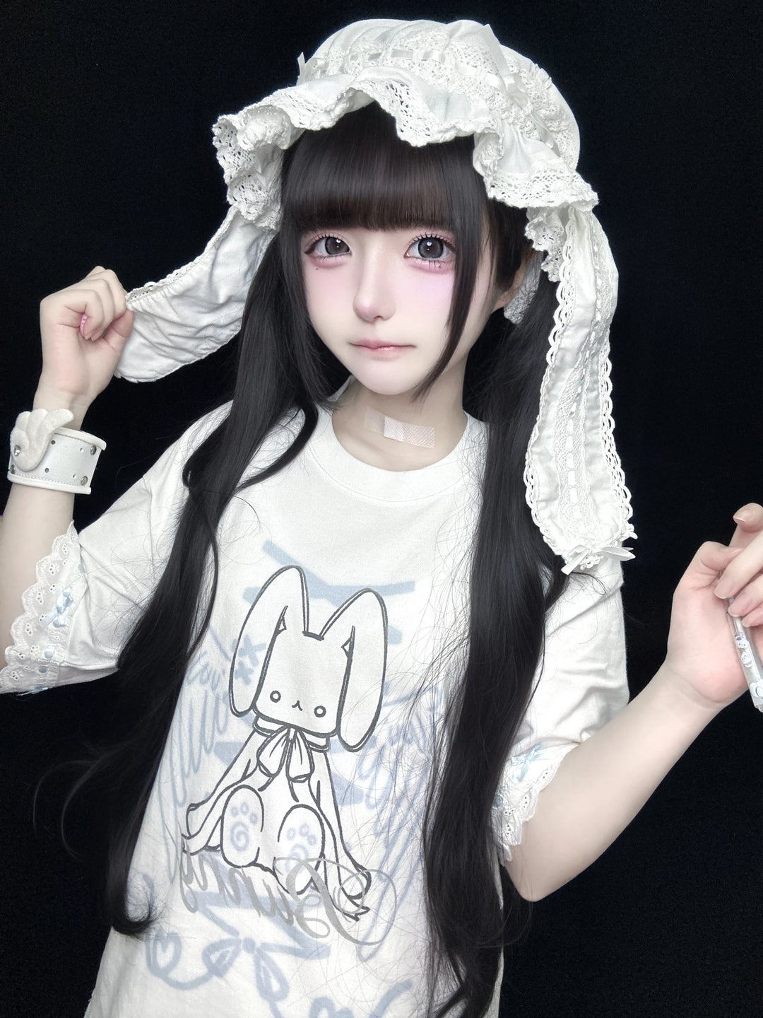 Tenshi Kaiwai Cotton T-shirt, Bunny Print 45290:846222