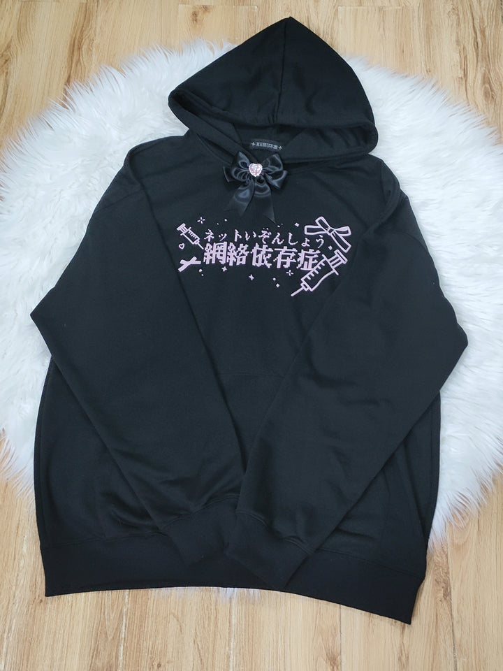 Jirai Kei Black White Hoodie Tenshi Kaiwai Hoodie 32346:408718 32346:408718