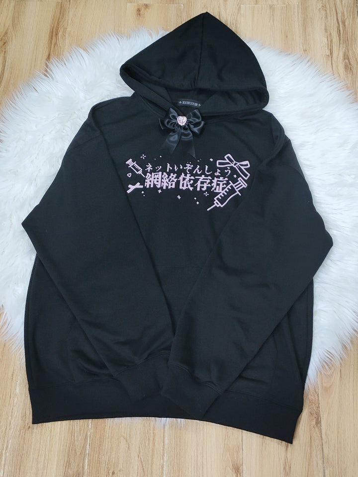 Jirai Kei Black White Hoodie Tenshi Kaiwai Hoodie 32346:408736 32346:408736