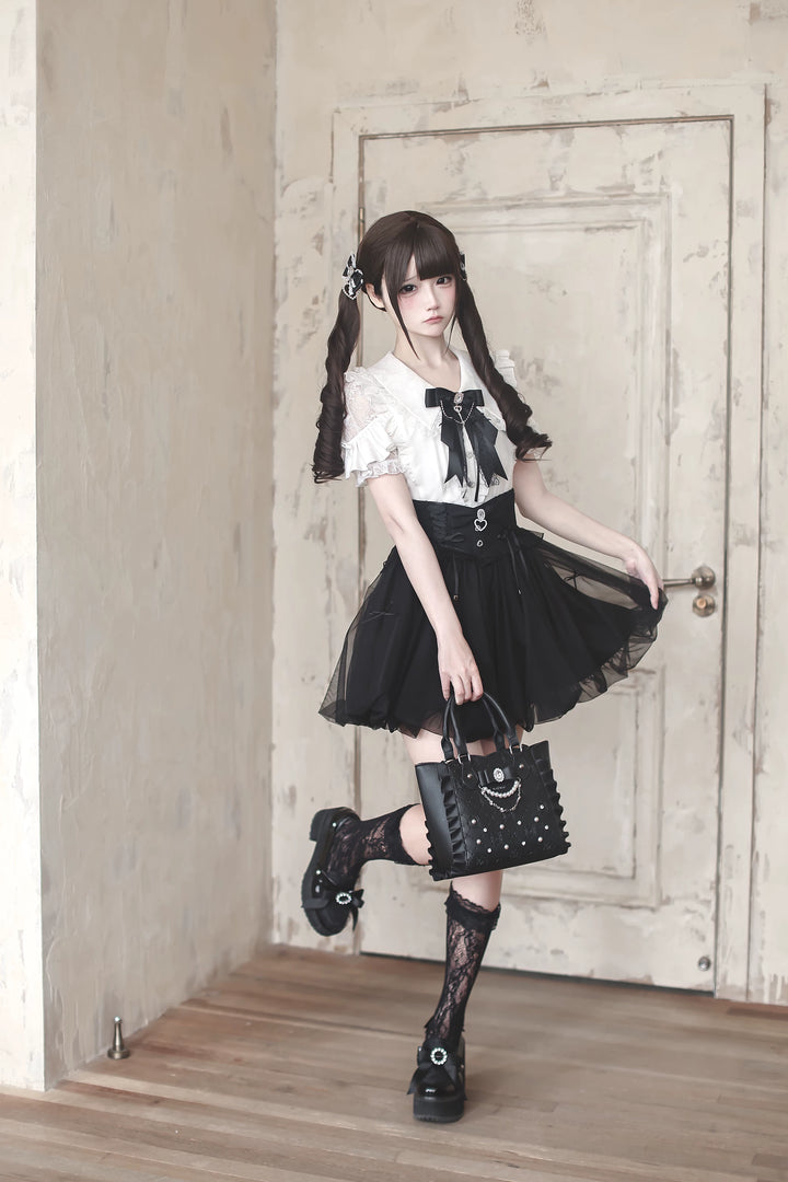 Jirai Kei Bubble Skirt, Rhinestone and Bows 45192:841905